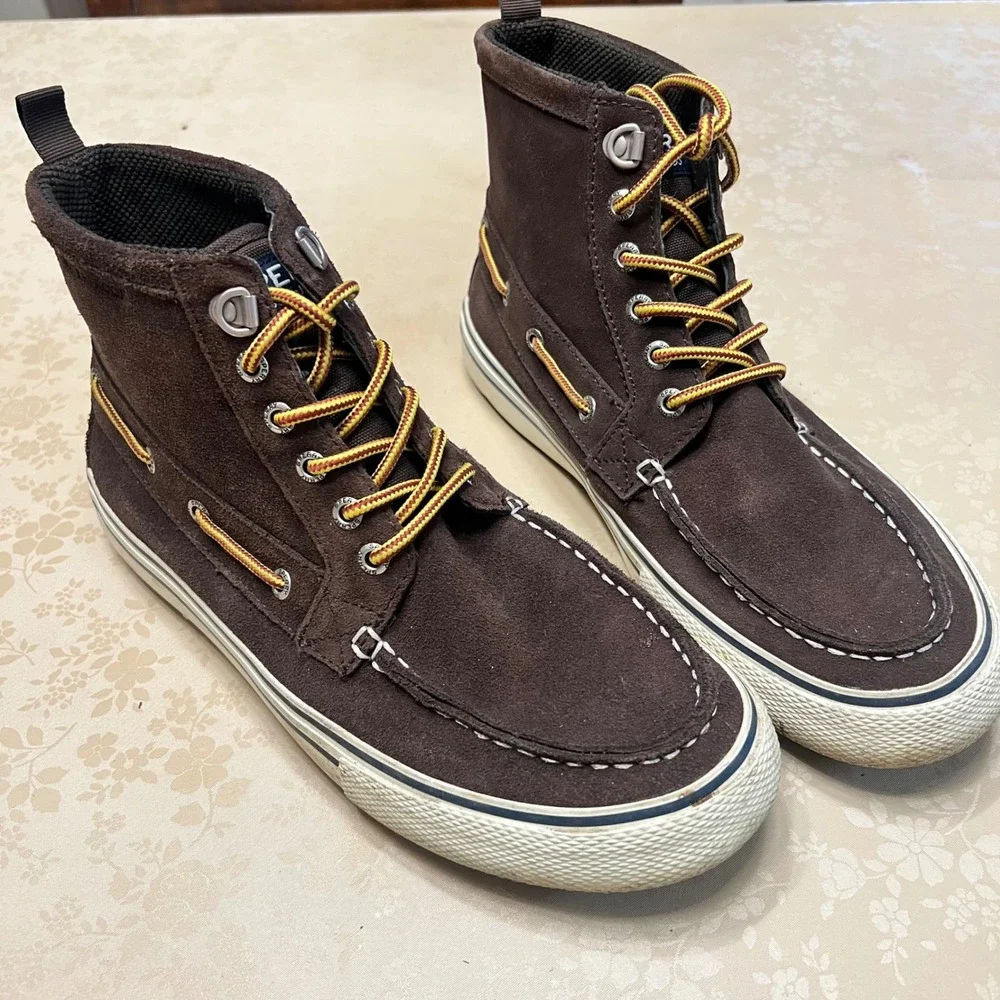Sperry Top-Sider Mens Bahama Waterproof Suede Boat Shoe Boots Brown STS22635 7.5
